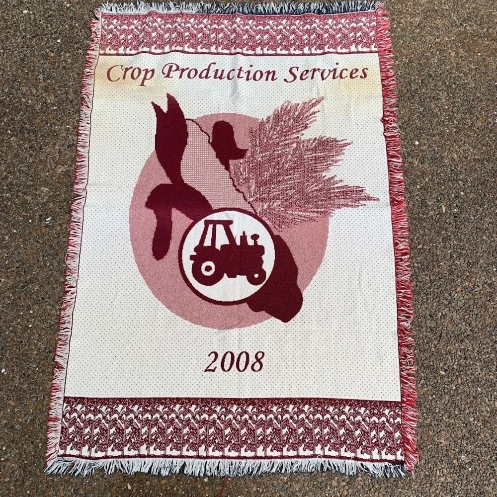 Crop Production Services 2008 Woven Throw Blanket Tapestry Farming Corn Tractor